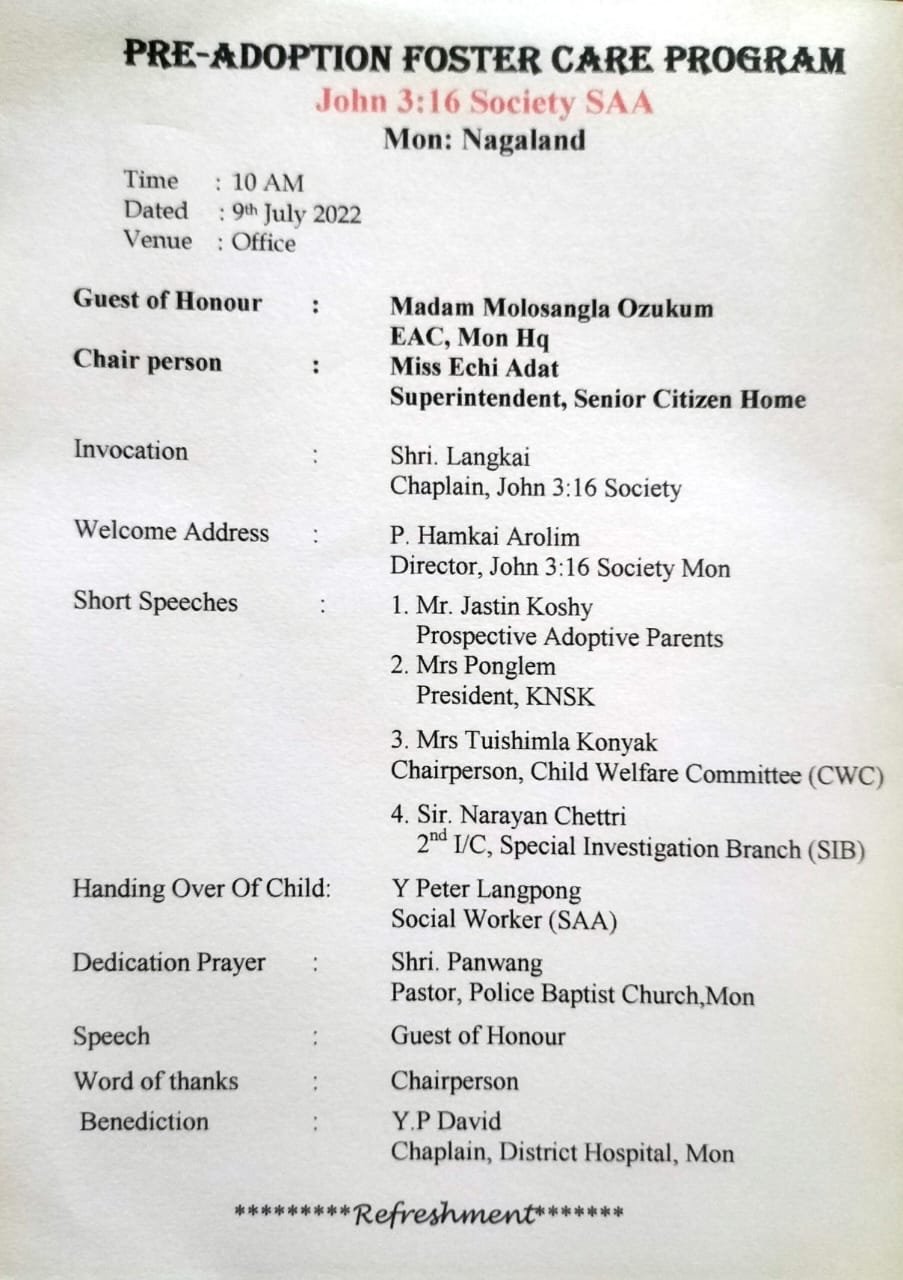 Pre-Adoption Foster Care Program - 9 July 2022
